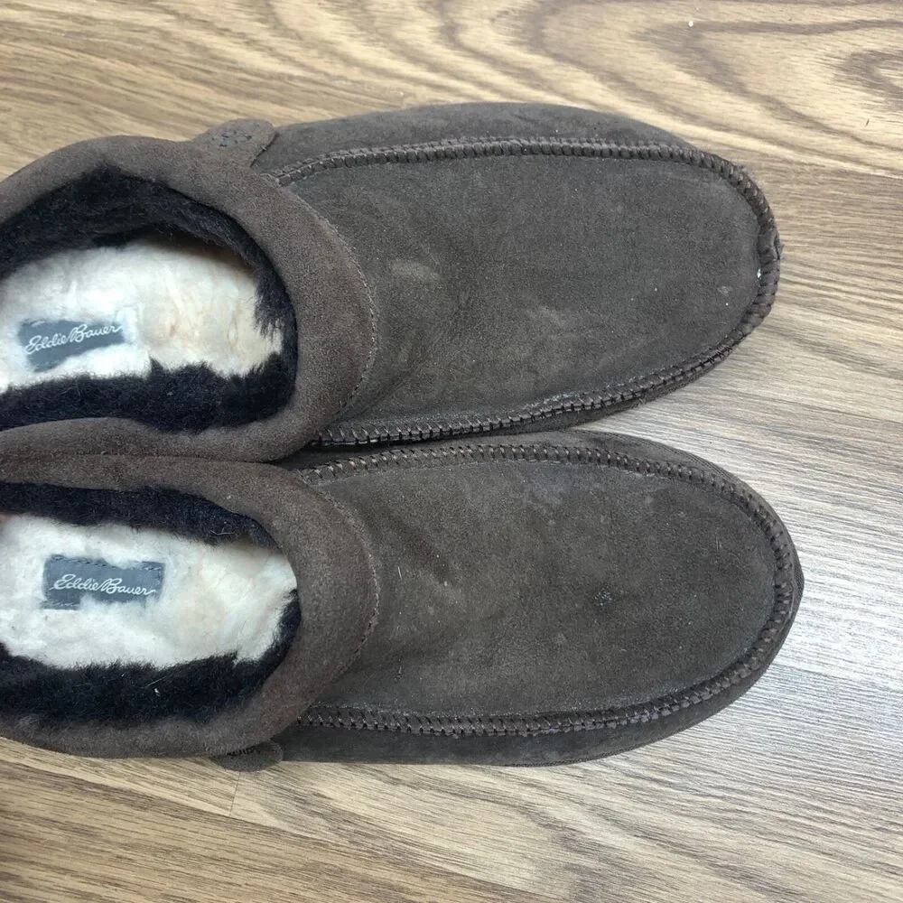 Eddie Bauer Firelight Moc Scuff Mens shoes Brown‎ 13 M Shearling Slippers